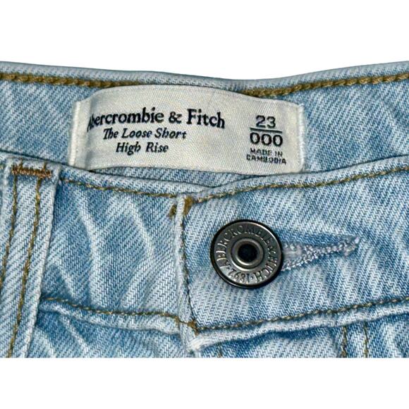 Abercrombie & Fitch The Loose Short High Rise Blue Denim Jean Shorts Size 23 000 - Picture 5 of 8